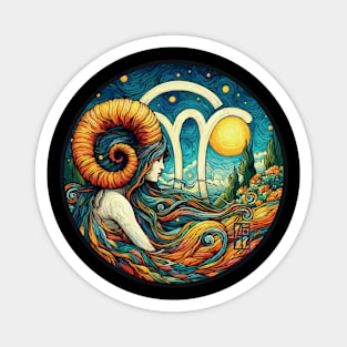 ZODIAC Aries - Astrological ARIRS - ARIRS - ZODIAC sign - Van Gogh style - 15 Magnet